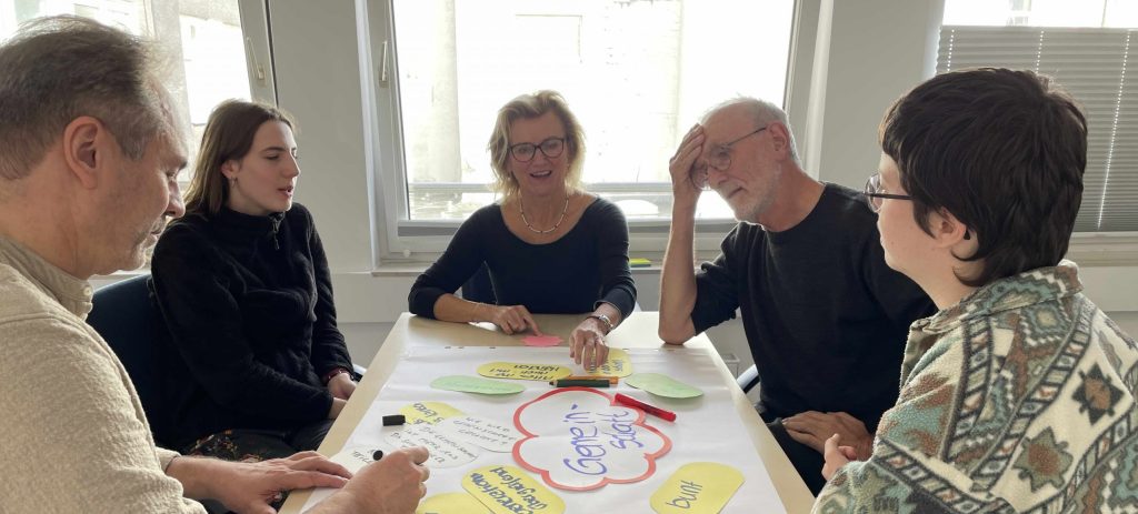 Foto einer Arbeitsgruppe am Schreibtisch